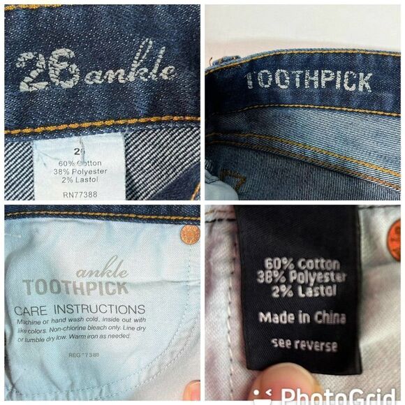 J. Crew Women's Toothpick Ankle Blue Jeans Cuffed Skinny - Picture 8 of 10